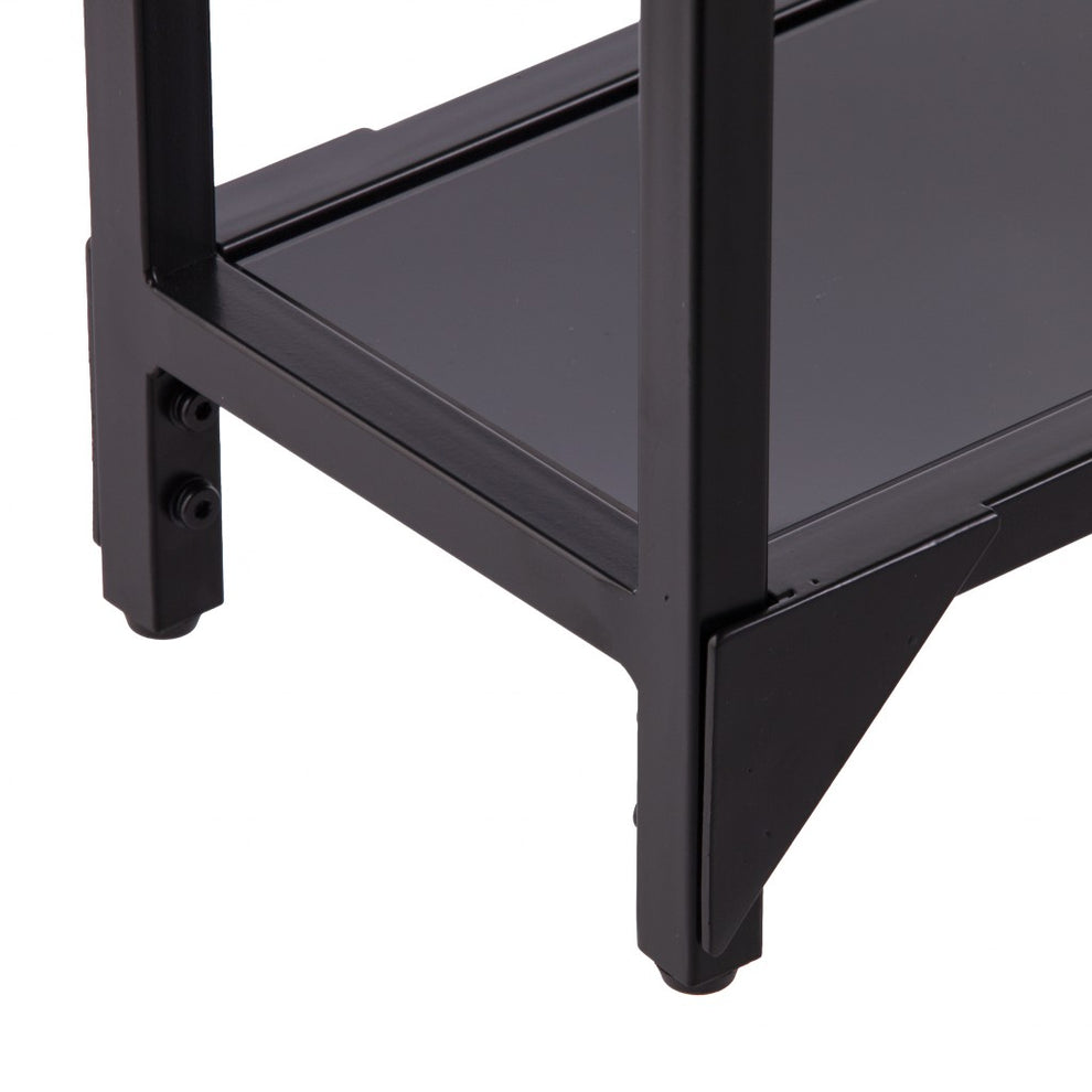 Clear and Black Glass Frame Console Table With Shelves By Homeroots | Console Tables | Modishstore - 8
