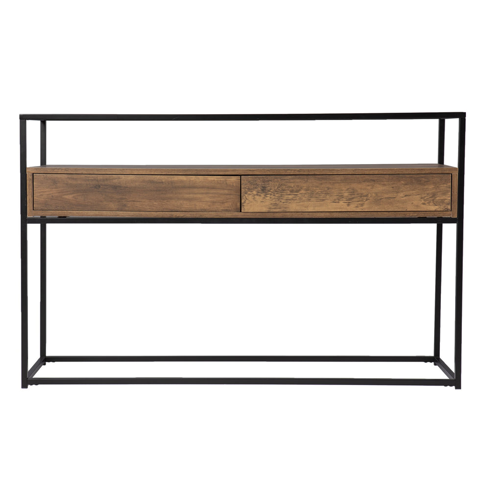 Clear and Black Glass Frame Console Table With Storage With Storage By Homeroots | Console Tables | Modishstore - 2