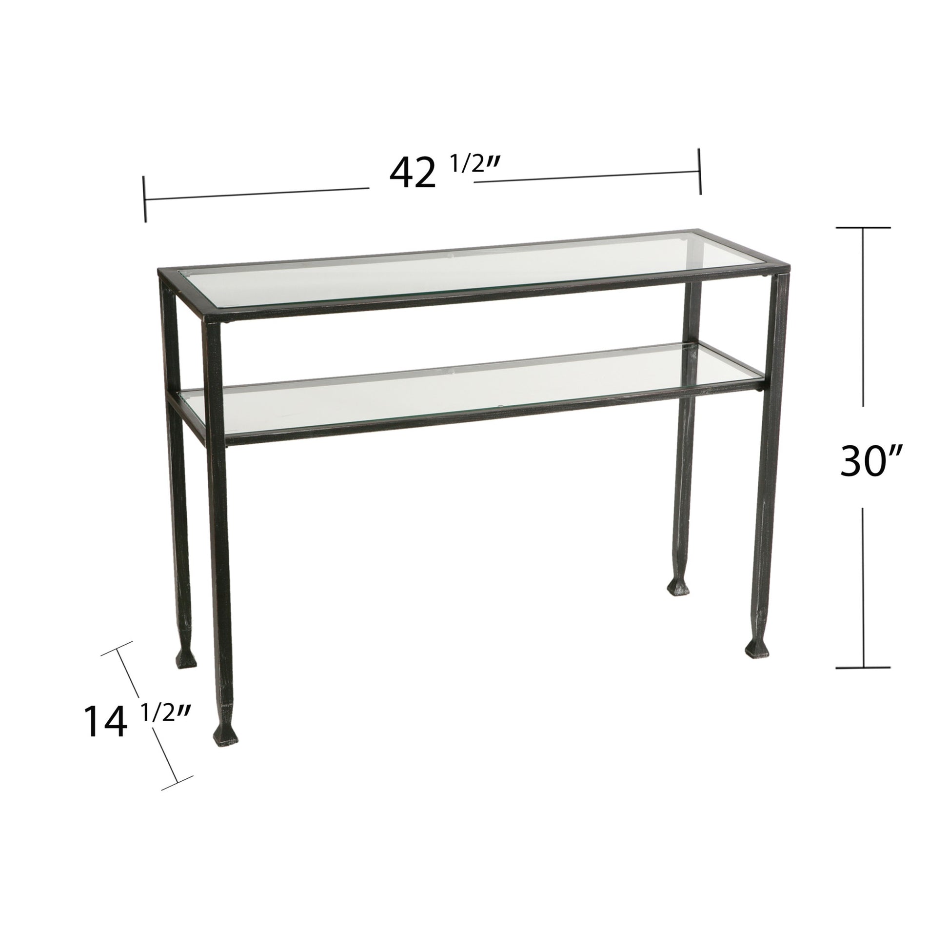 Clear and Black and Silver Glass Distressed Console Table With Storage By Homeroots | Console Tables | Modishstore - 6