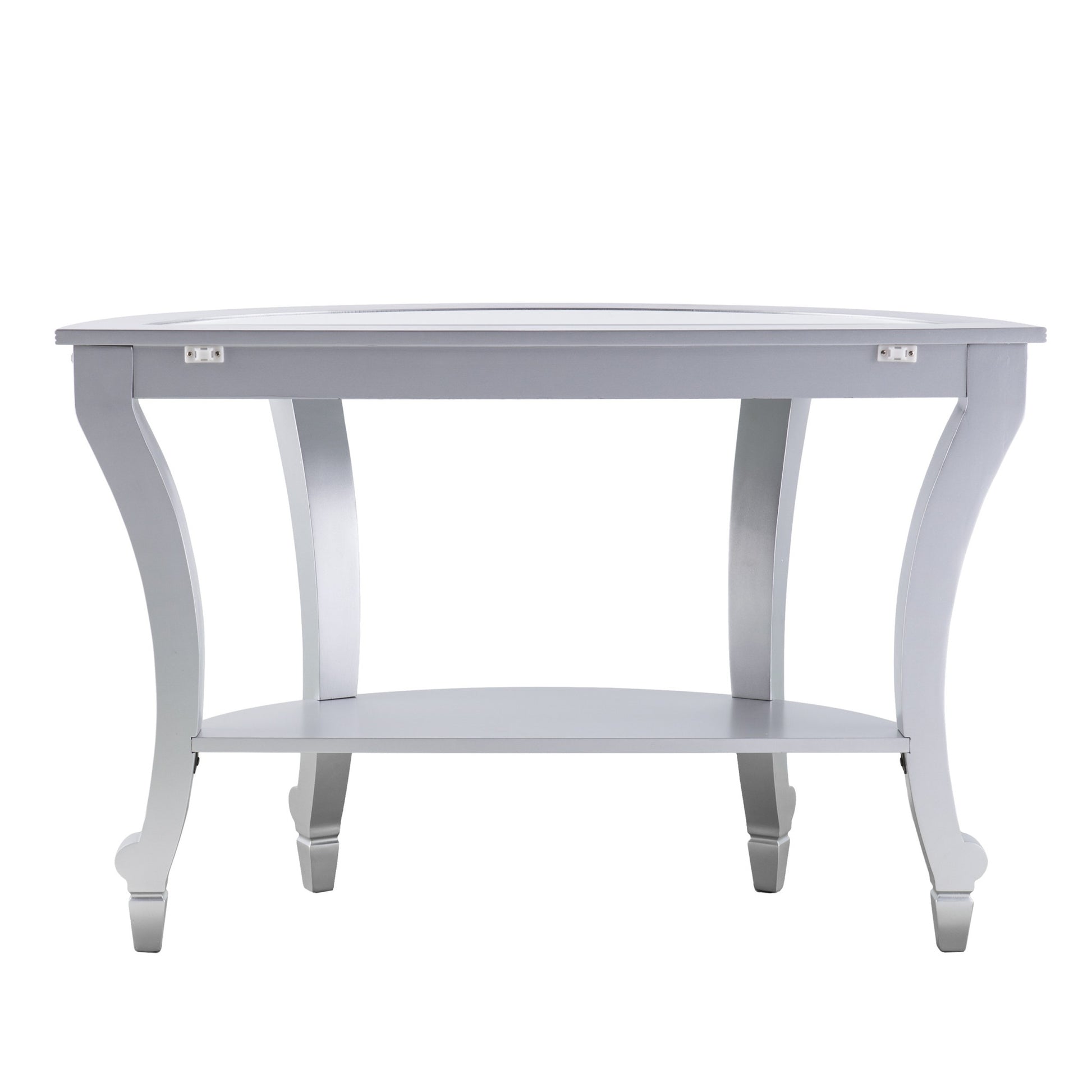 Silver Mirrored Glass Half Circle Console Table With Storage By Homeroots | Console Tables | Modishstore - 5