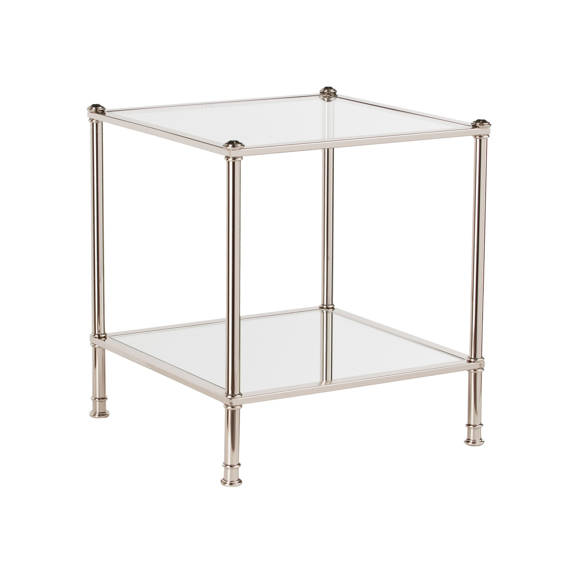 Silver Glass And Iron Square Mirrored End Table By Homeroots | End Tables | Modishstore - 4