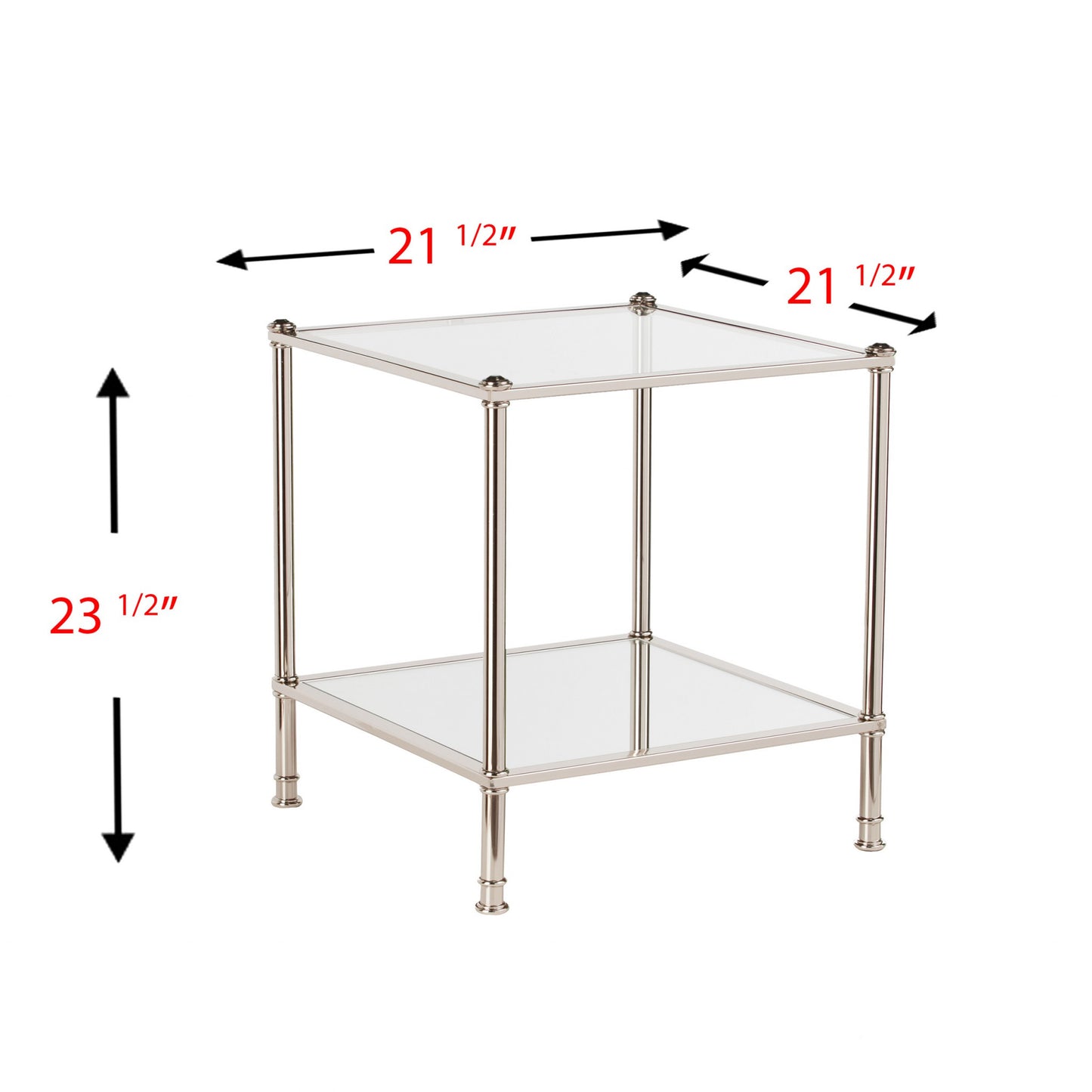 Silver Glass And Iron Square Mirrored End Table By Homeroots | End Tables | Modishstore - 3