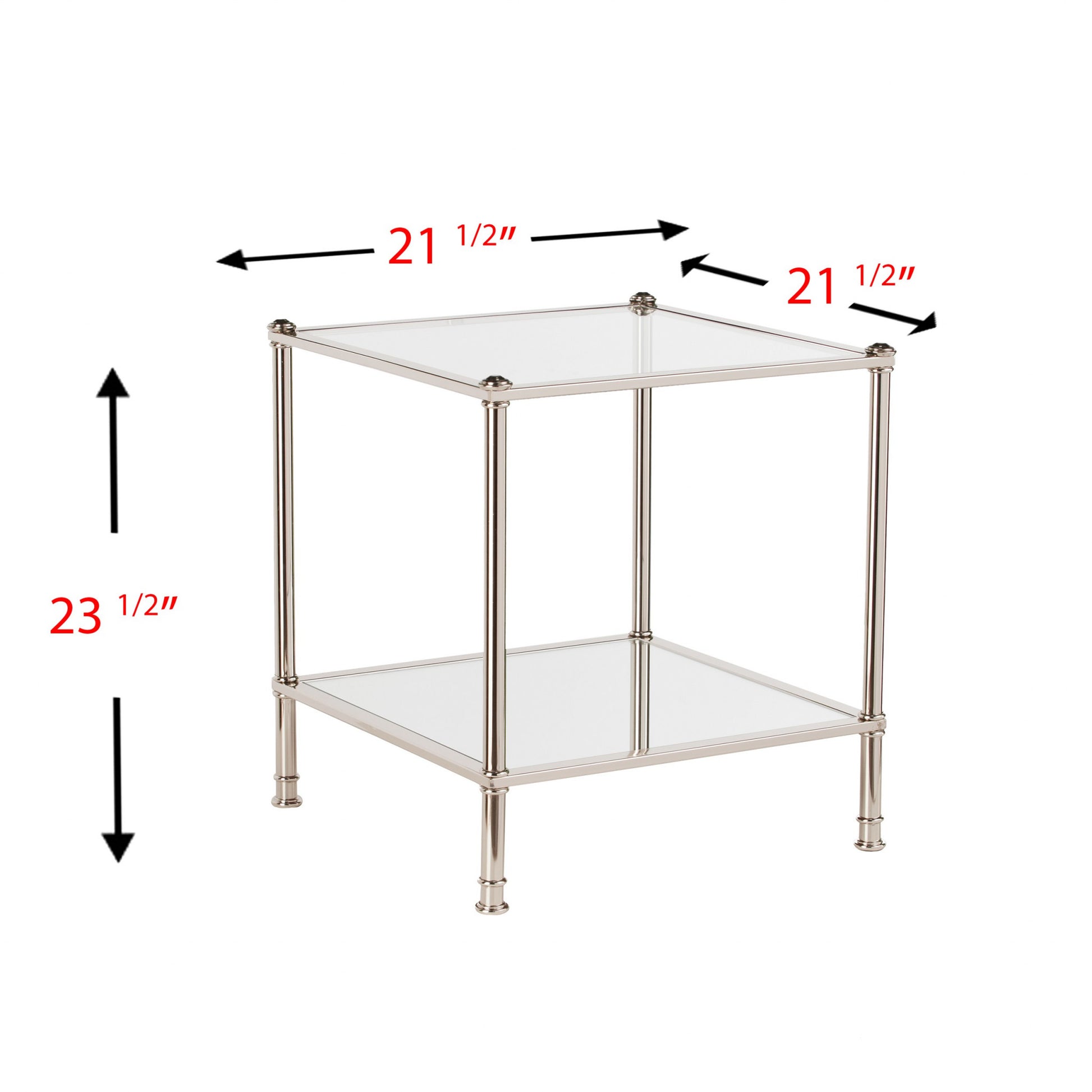 Silver Glass And Iron Square Mirrored End Table By Homeroots | End Tables | Modishstore - 3