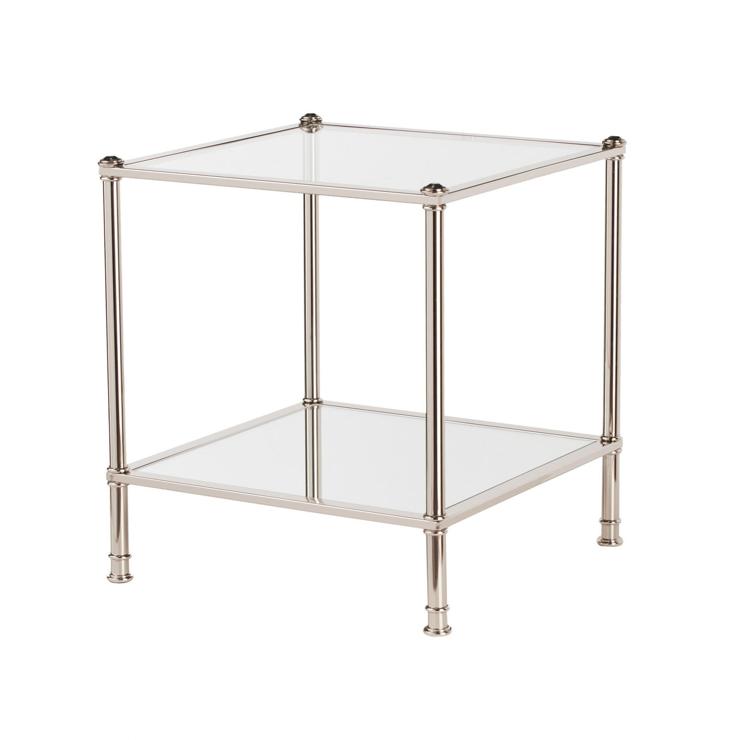 Silver Glass And Iron Square Mirrored End Table By Homeroots | End Tables | Modishstore - 1