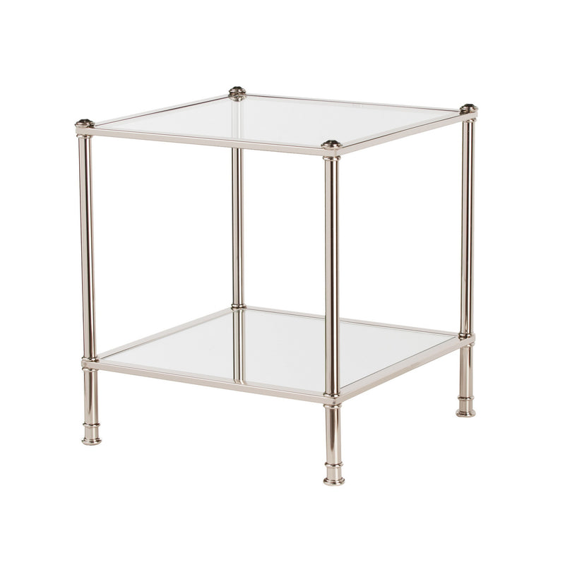 Silver Glass And Iron Square Mirrored End Table By Homeroots | End Tables | Modishstore - 1