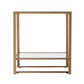 Gold Glass And Iron Square Mirrored End Table With Shelf By Homeroots | End Tables | Modishstore - 2