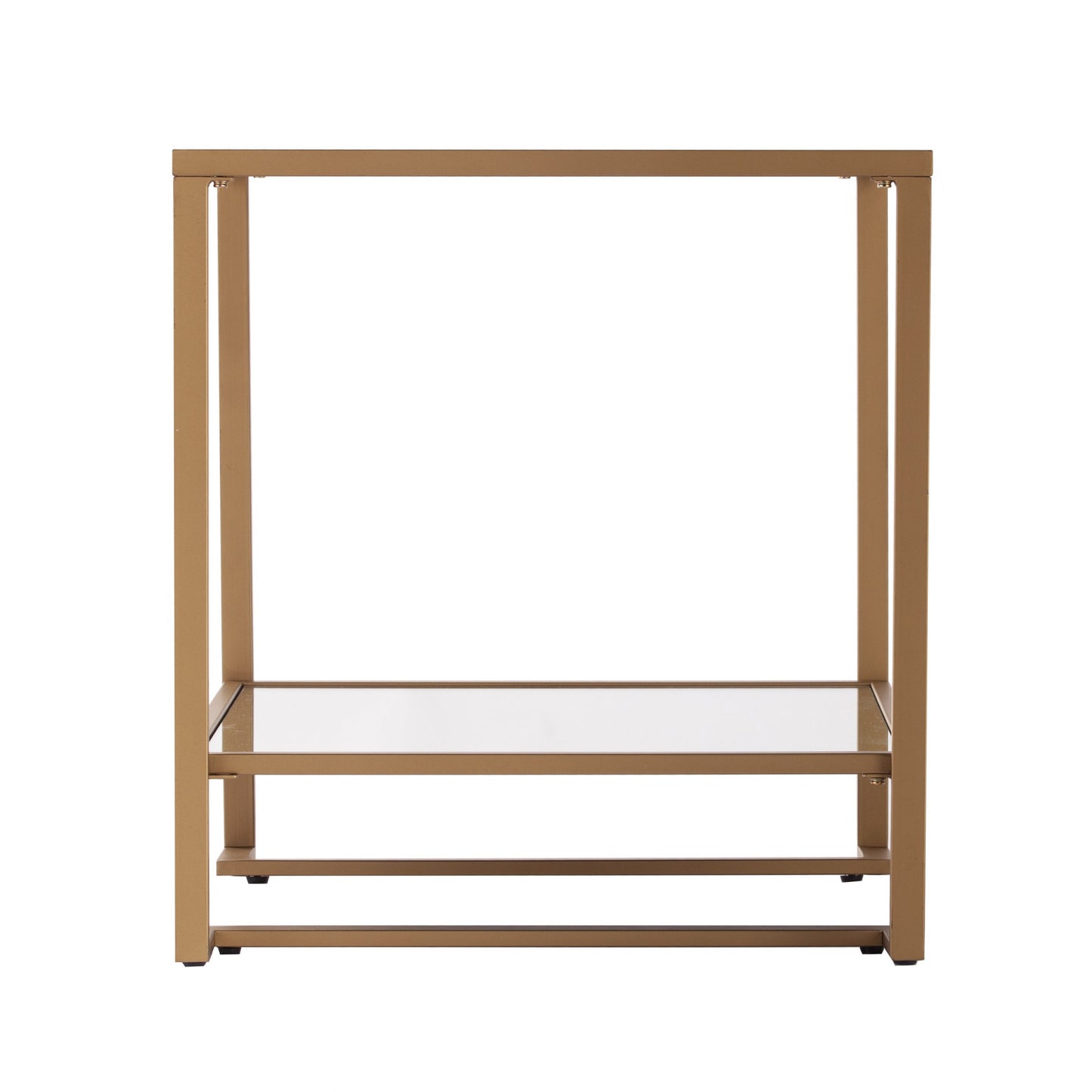 Gold Glass And Iron Square Mirrored End Table With Shelf By Homeroots | End Tables | Modishstore - 2
