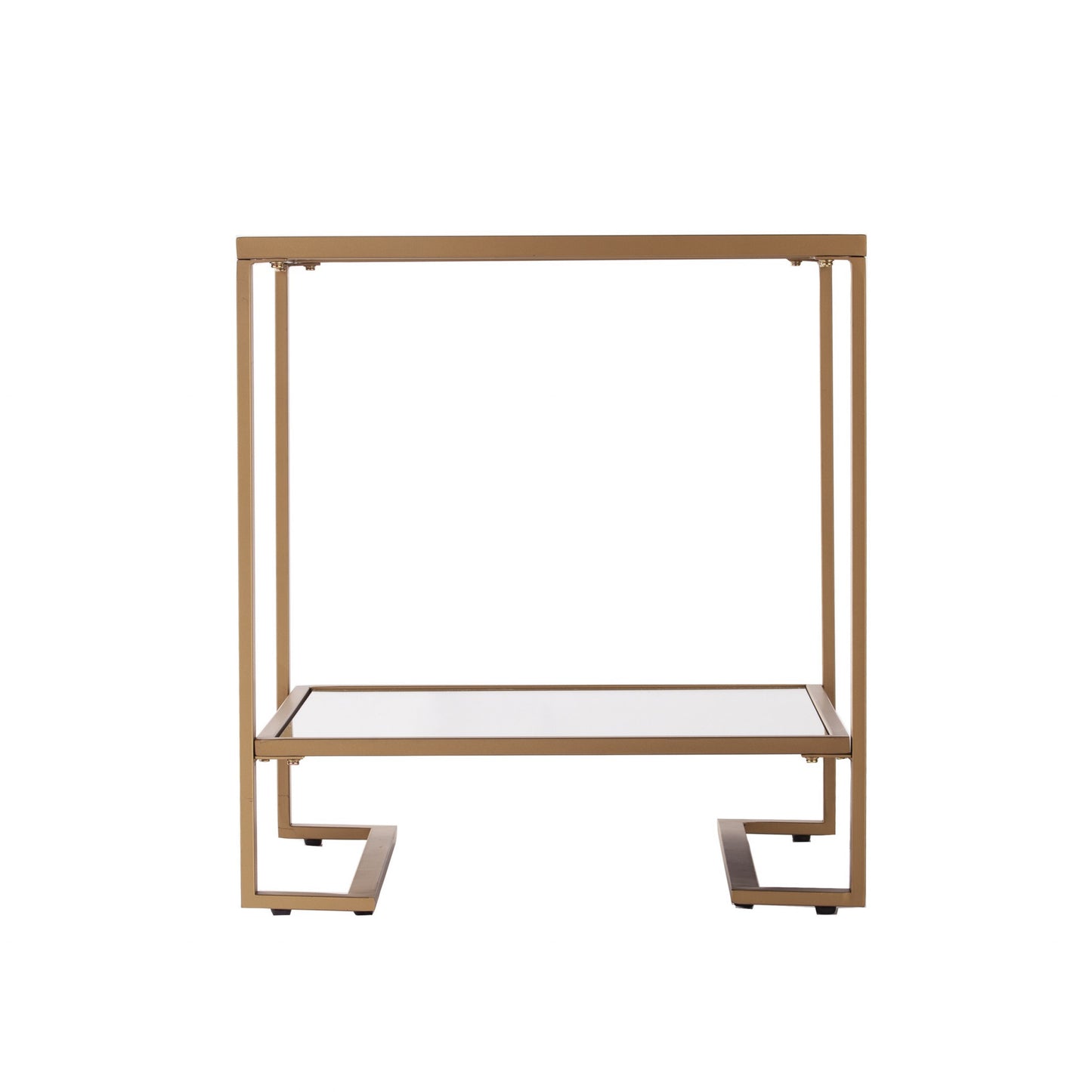 Gold Glass And Iron Square Mirrored End Table With Shelf By Homeroots | End Tables | Modishstore - 3