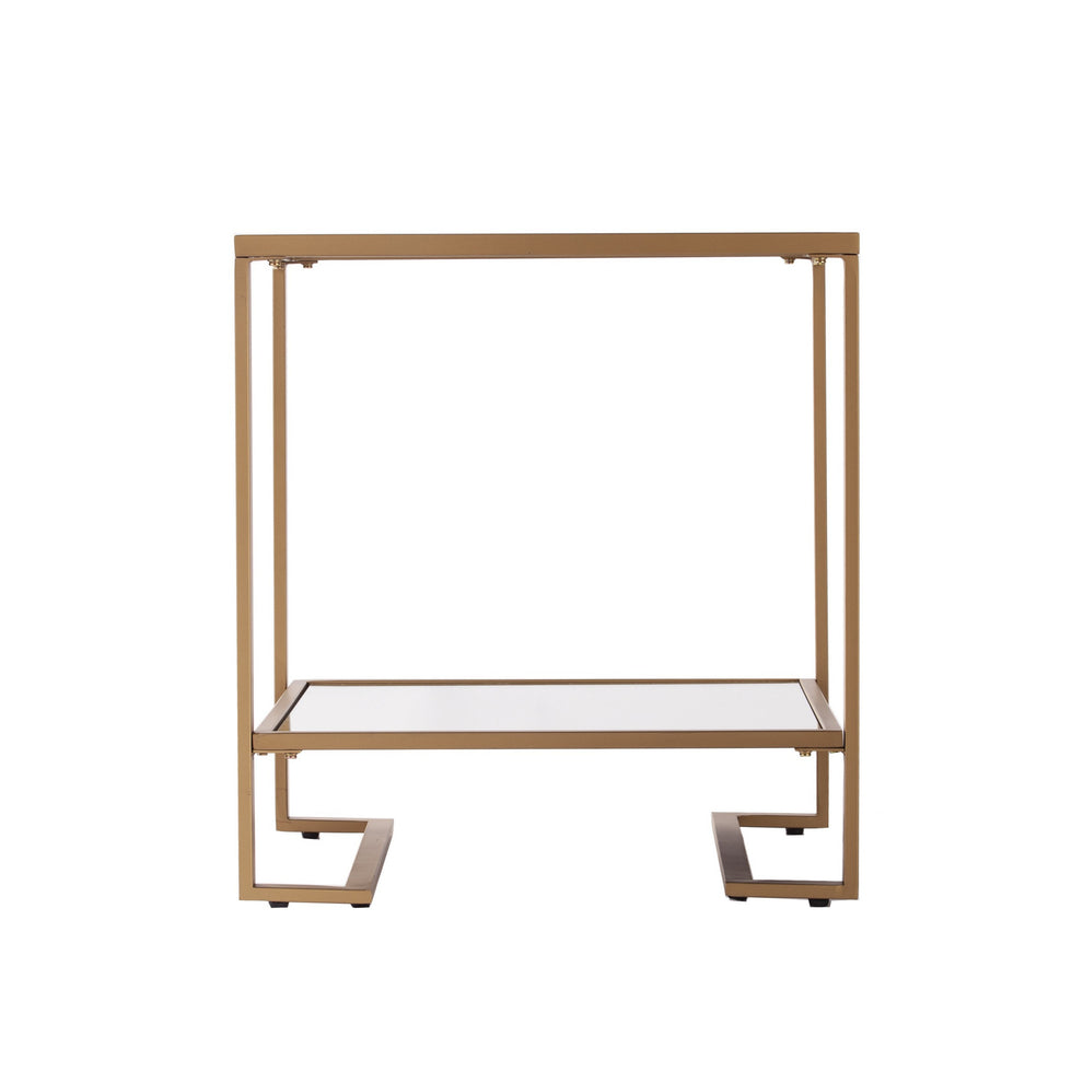 Gold Glass And Iron Square Mirrored End Table With Shelf By Homeroots | End Tables | Modishstore - 3