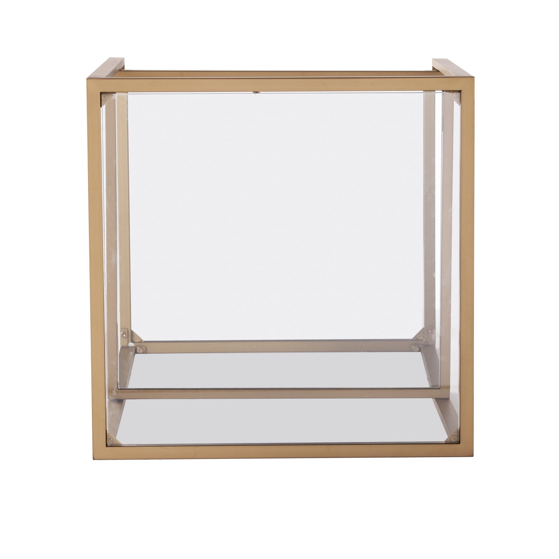 Gold Glass And Iron Square Mirrored End Table With Shelf By Homeroots | End Tables | Modishstore - 7