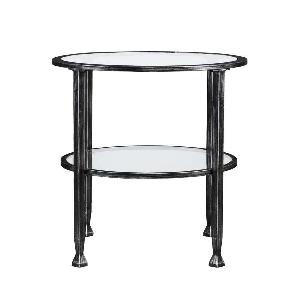 Black Glass And Iron Round End Table By Homeroots | End Tables | Modishstore - 3