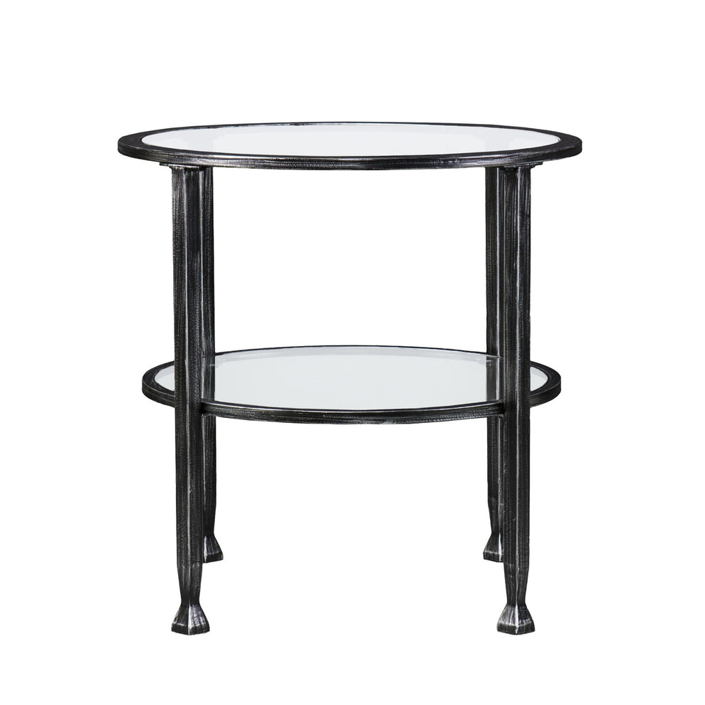 Black Glass And Iron Round End Table By Homeroots | End Tables | Modishstore - 5
