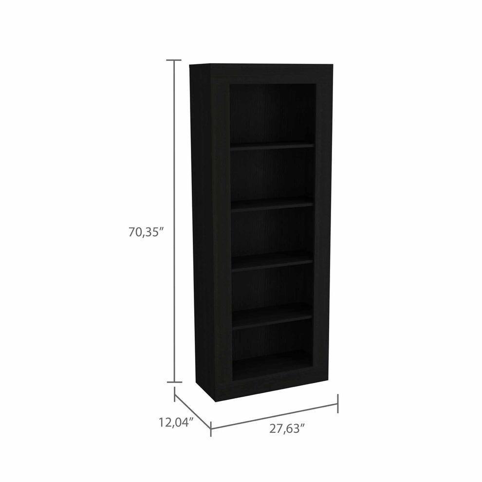 Black Five Tier Bookcase By Homeroots | Bookcases | Modishstore - 2