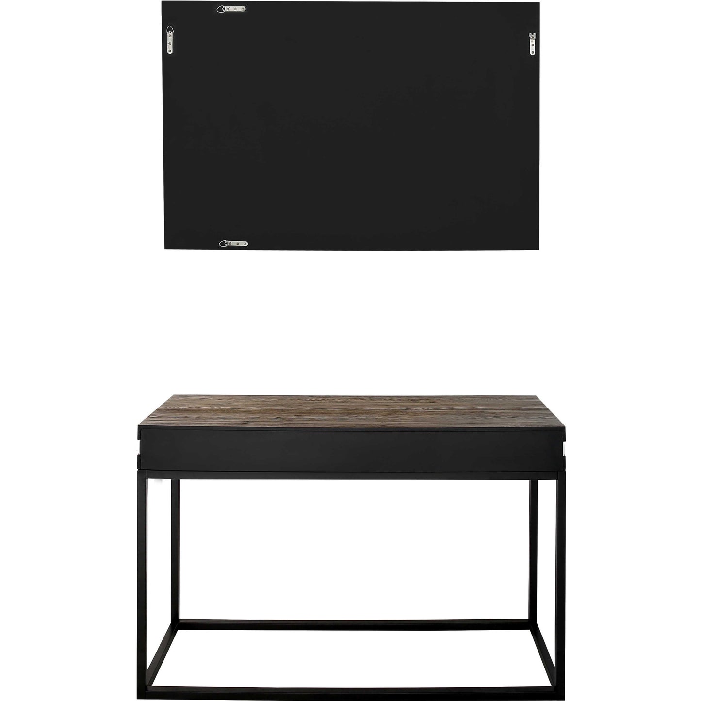 Brown White and Black Solid Wood And Faux Marble Sled Console Table By Homeroots | Console Tables | Modishstore - 4