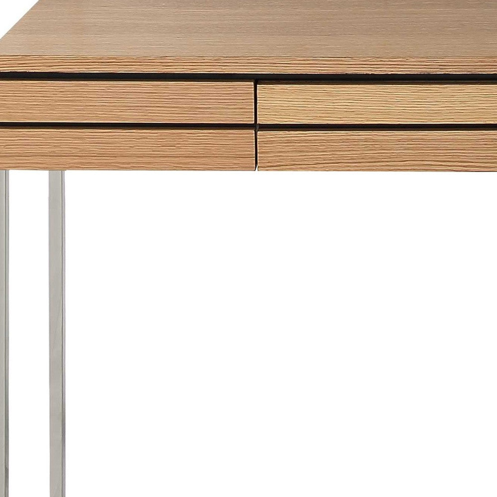 Brown and Silver Frame Console Table And Drawers By Homeroots | Console Tables | Modishstore - 7