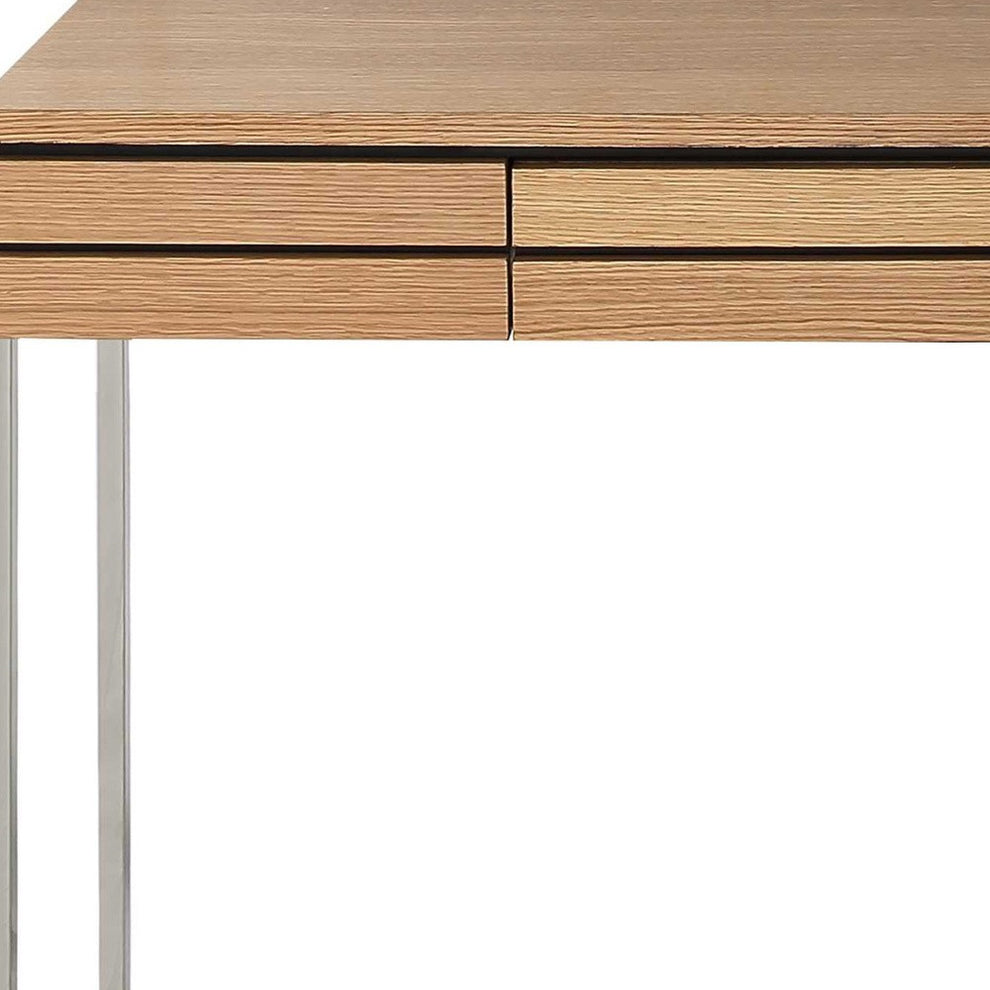 Brown and Silver Frame Console Table And Drawers By Homeroots | Console Tables | Modishstore - 7