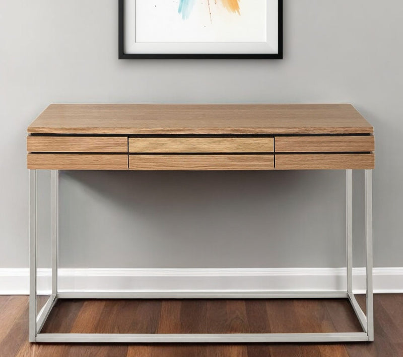 Brown and Silver Frame Console Table And Drawers By Homeroots | Console Tables | Modishstore - 1