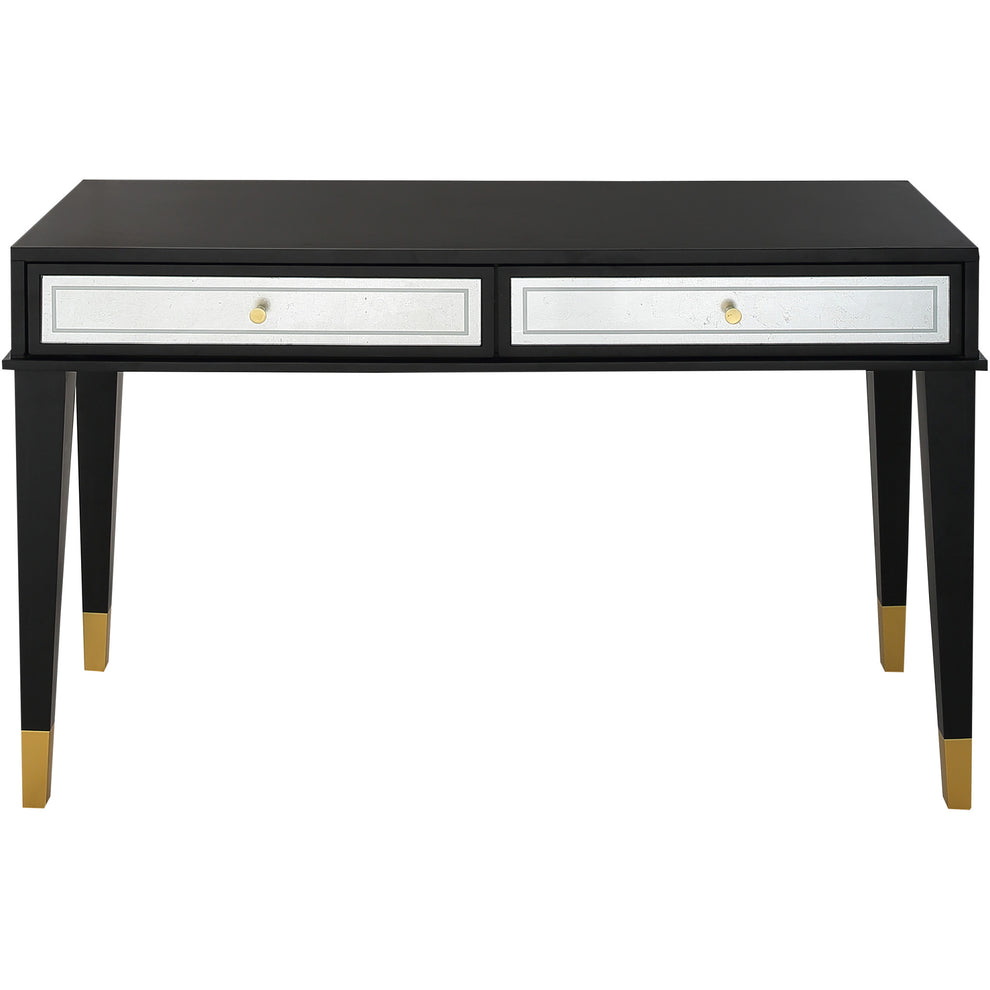 Black And Silver Mirrored Wood And Glass Console Table With Two Drawers By Homeroots | Console Tables | Modishstore - 5