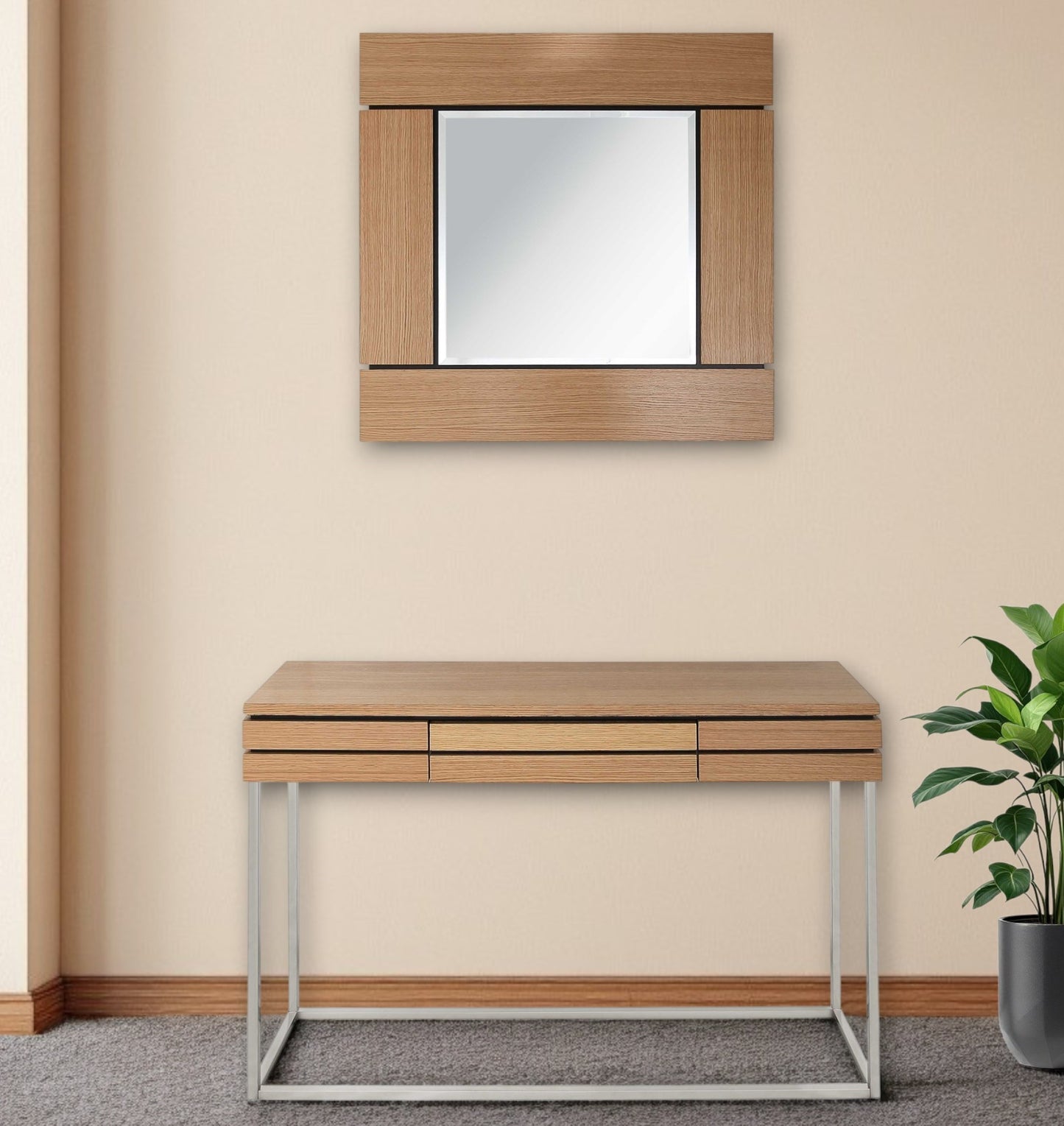Brown and Silver Wood Frame Console Table With Drawer By Homeroots | Console Tables | Modishstore - 4