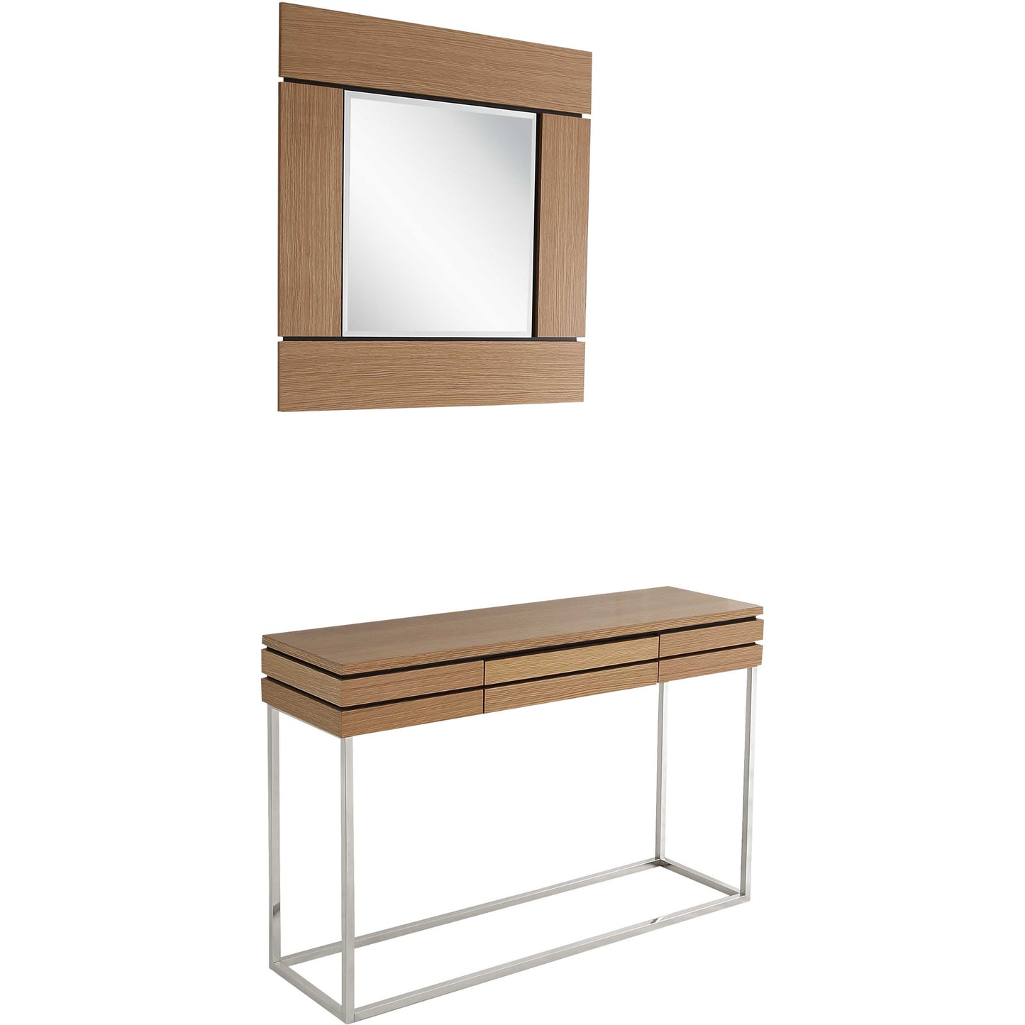 Brown and Silver Wood Frame Console Table With Drawer By Homeroots | Console Tables | Modishstore - 1
