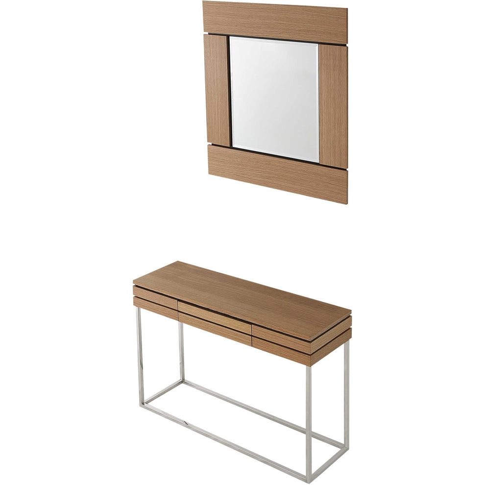Brown and Silver Wood Frame Console Table With Drawer By Homeroots | Console Tables | Modishstore - 5