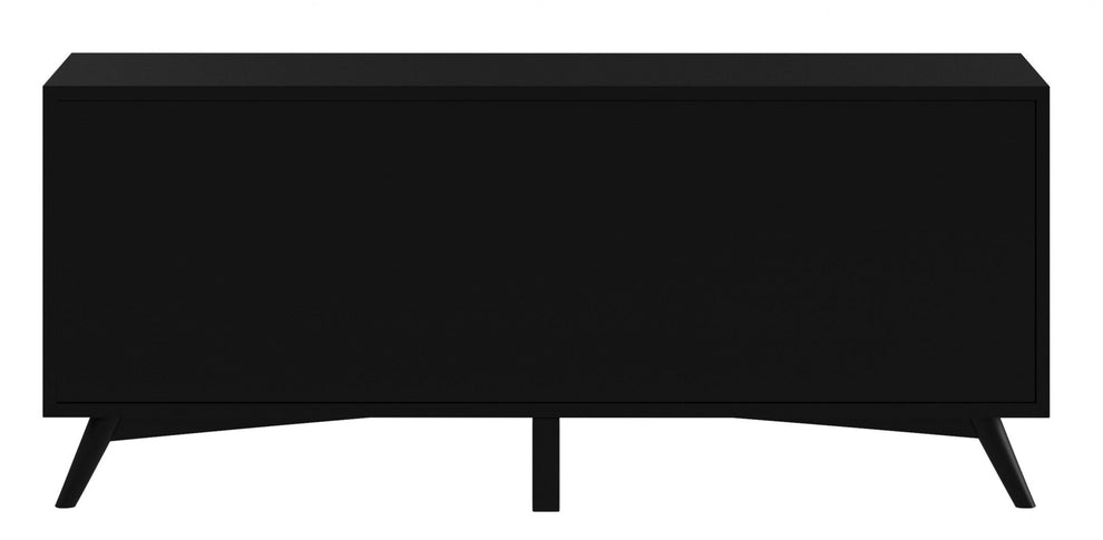 Black Mahogany Solid Wood Enclosed and Open Storage TV Stand By Homeroots | TV Stands | Modishstore - 3