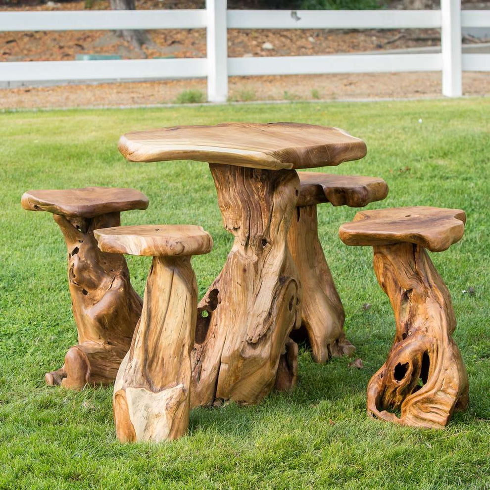 Teak Mushroom Bar High Table By Garden Age Supply | Accent Tables | Modishstore - 2