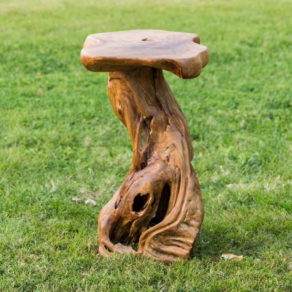 Teak Mushroom Bar Stool Set of 2 By Garden Age Supply | Bar Stools | Modishstore - 1