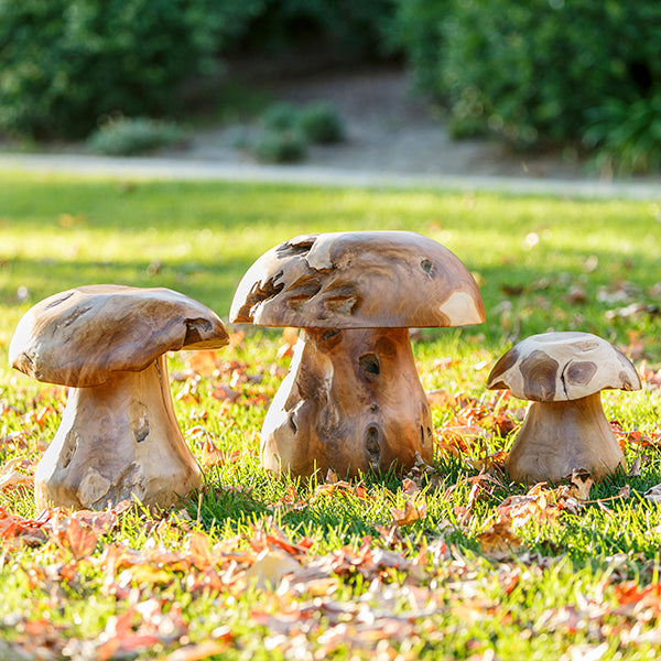 Teak Mushroom Stools By Garden Age Supply