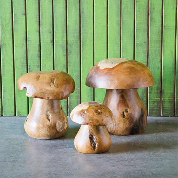 Teak Mushroom Stools By Garden Age Supply