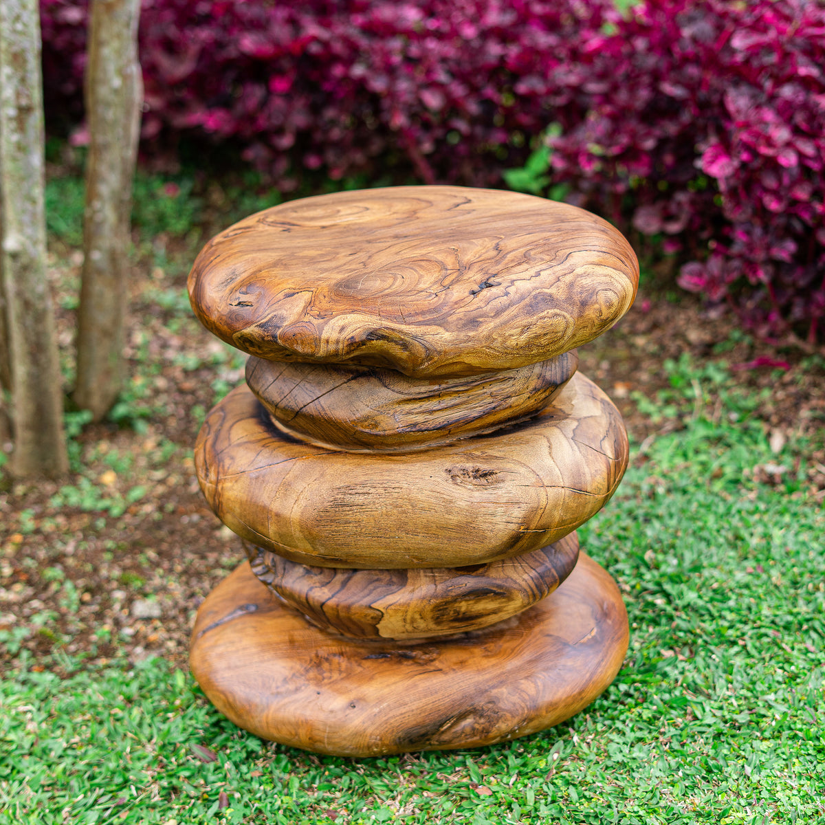Teak Stacked Stool By Garden Age Supply | Stools | Modishstore - 1