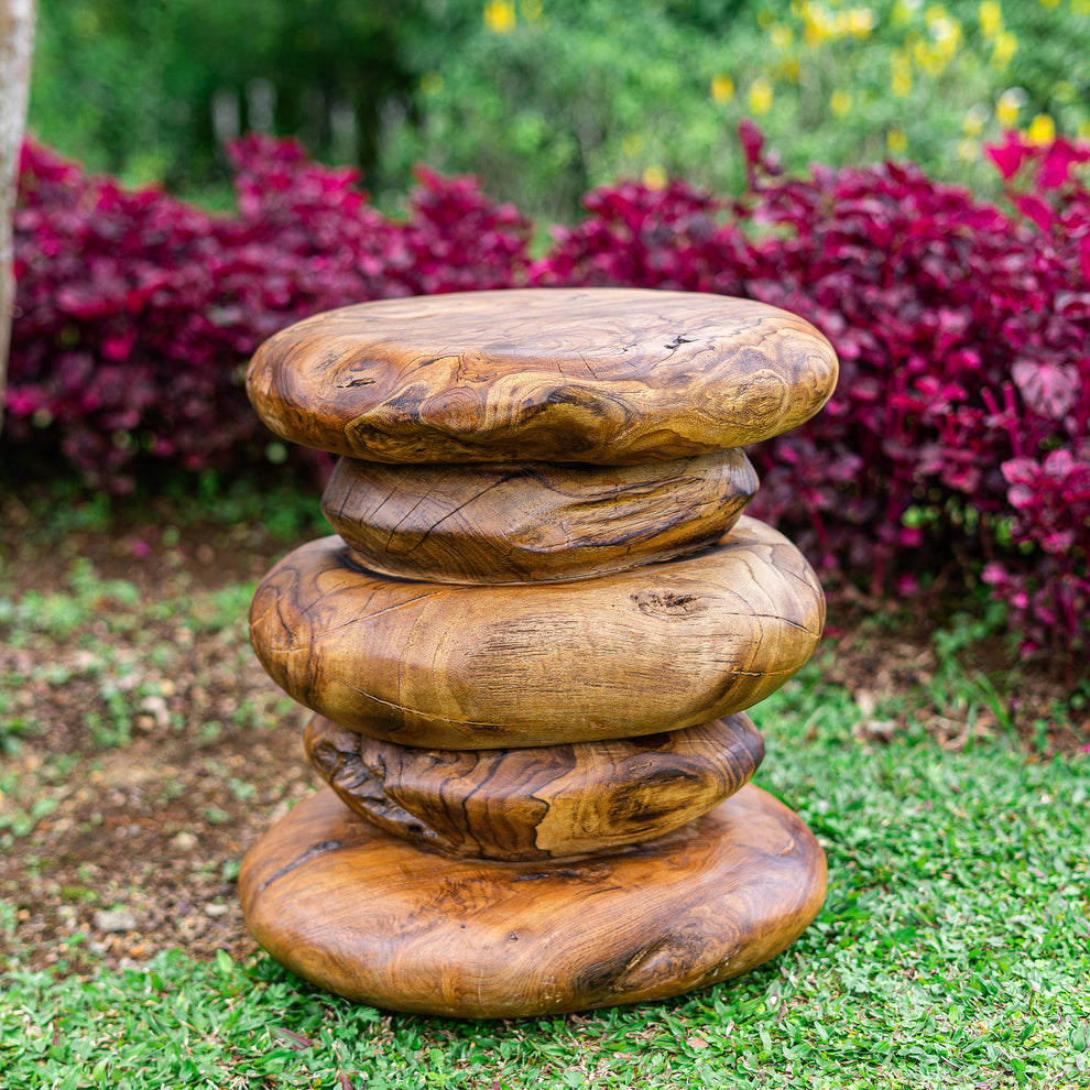 Teak Stacked Stool By Garden Age Supply | Stools | Modishstore - 2