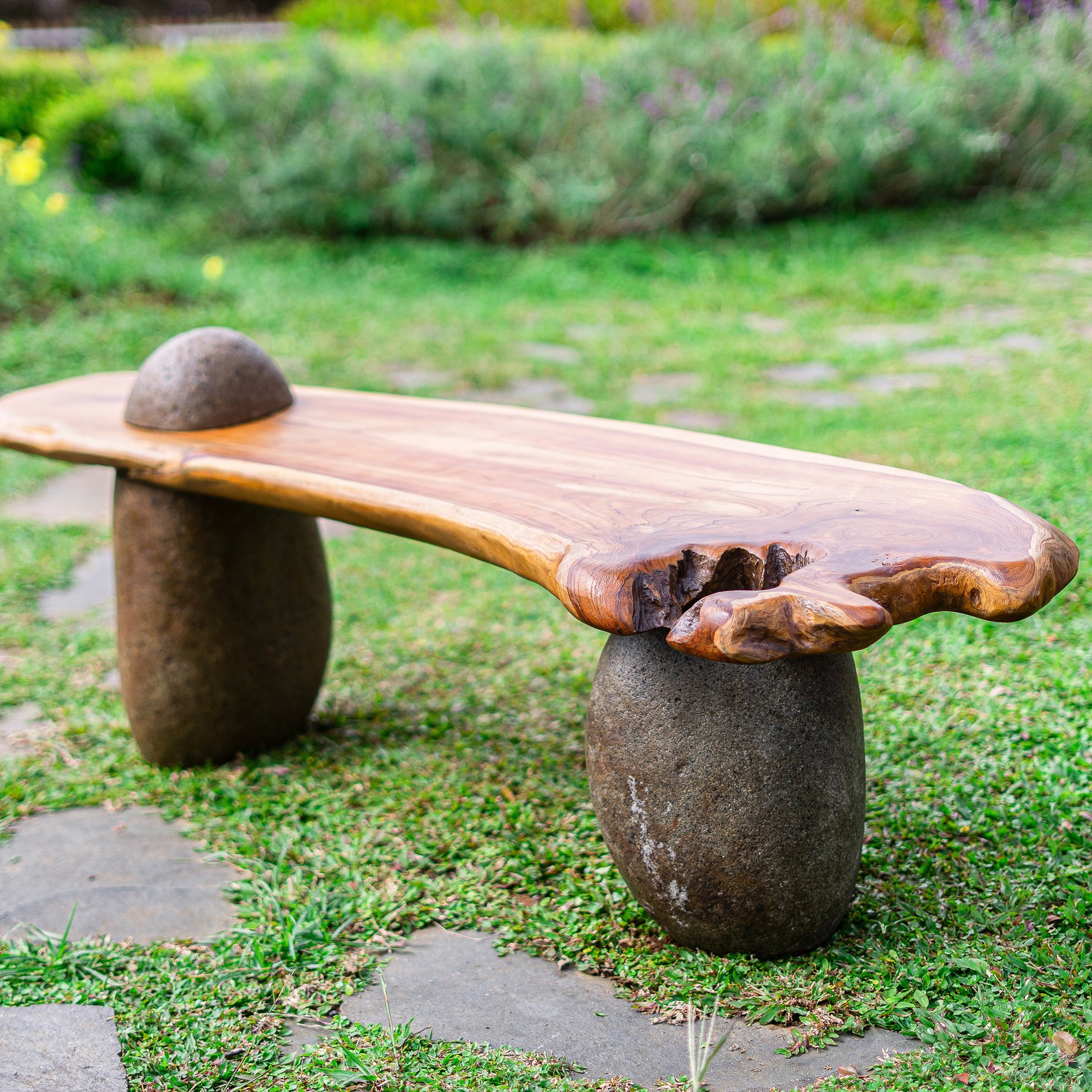 Teak Boulder Bench By Garden Age Supply | Benches | Modishstore - 1