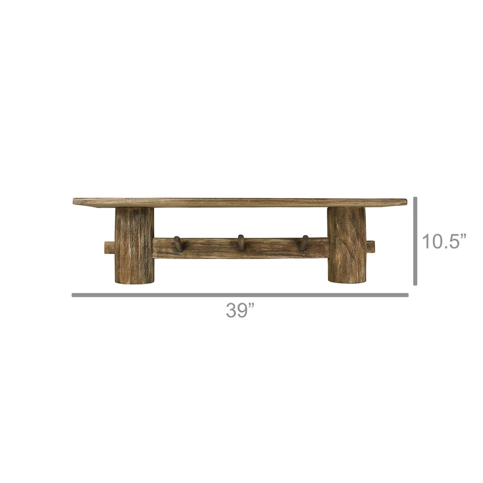 Dakota Shelf with Pegs, Wood Set Of 4 By HomArt | Wall Shelf | Modishstore - 3