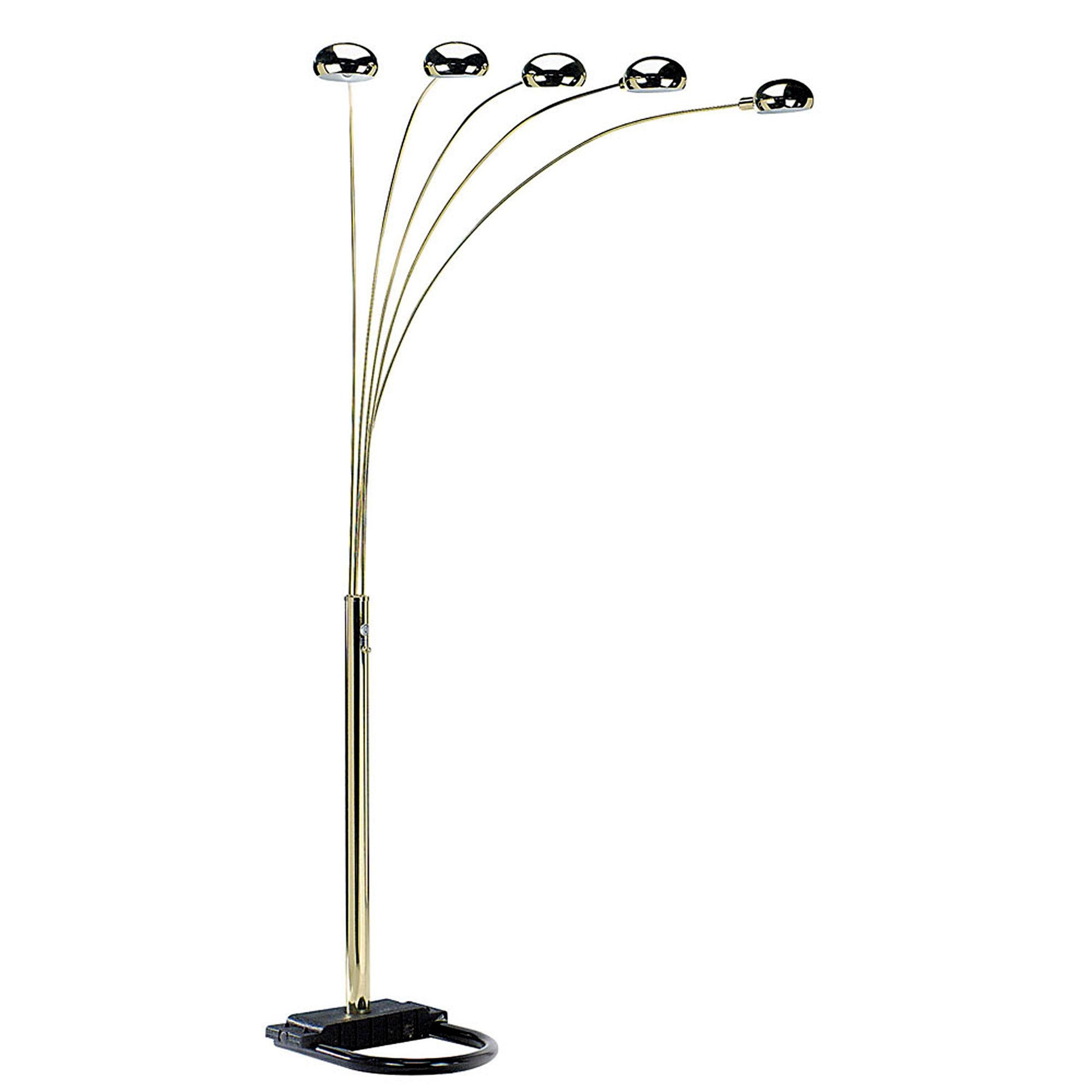 Gold Five Light Arc Floor Lamp With Brass Metal Dome Shade By Homeroots | Floor Lamps | Modishstore - 1