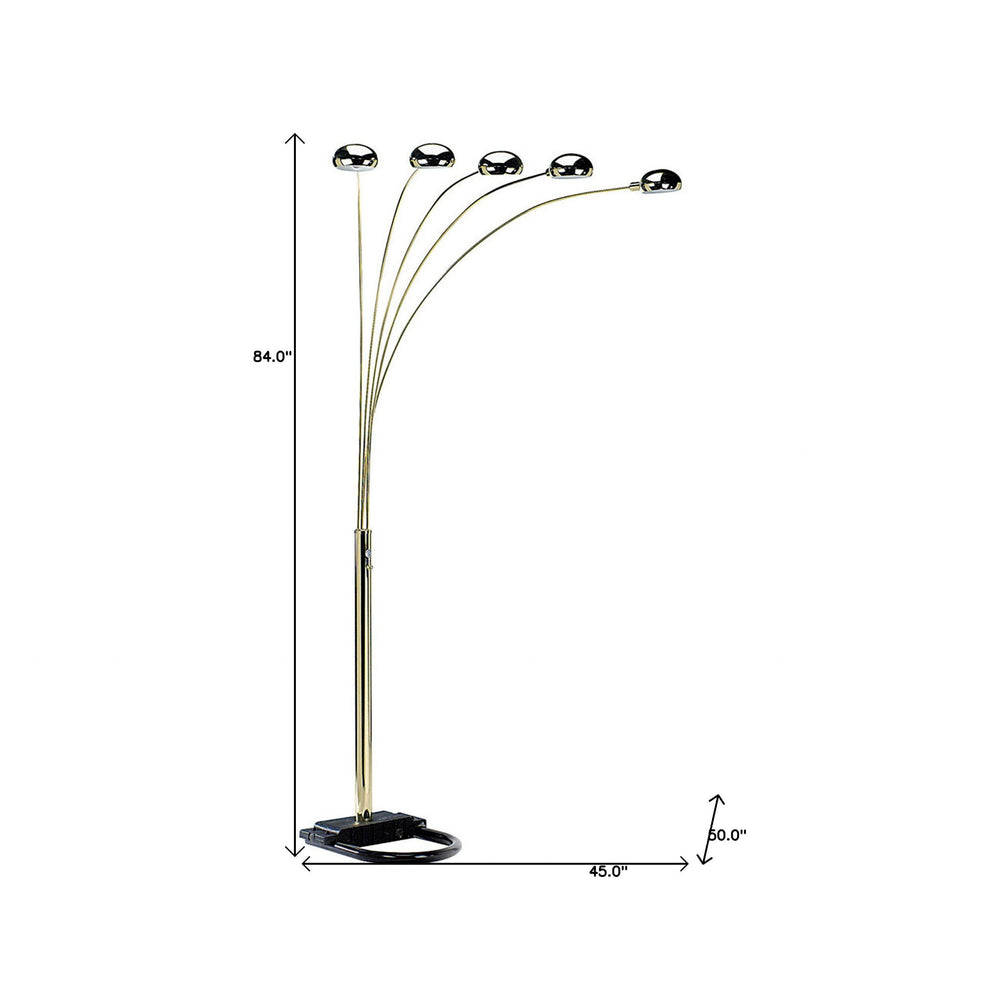 Gold Five Light Arc Floor Lamp With Brass Metal Dome Shade By Homeroots | Floor Lamps | Modishstore - 6