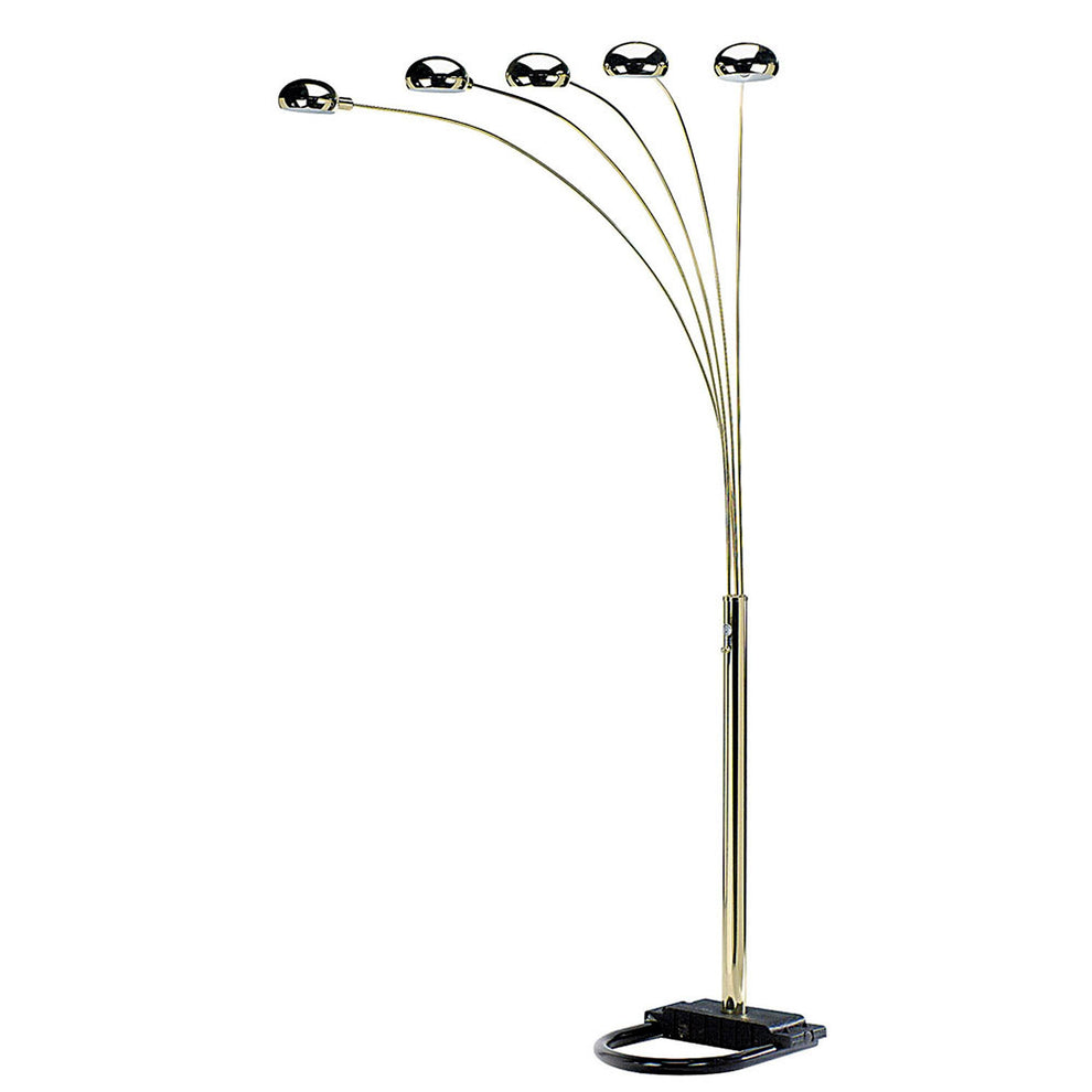 Gold Five Light Arc Floor Lamp With Brass Metal Dome Shade By Homeroots | Floor Lamps | Modishstore - 2