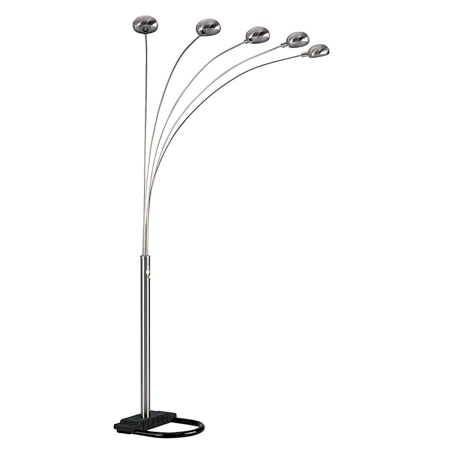 Nickel Five Lights Arc Floor Lamp With Nickel Dome Shade By Homeroots | Floor Lamps | Modishstore - 1