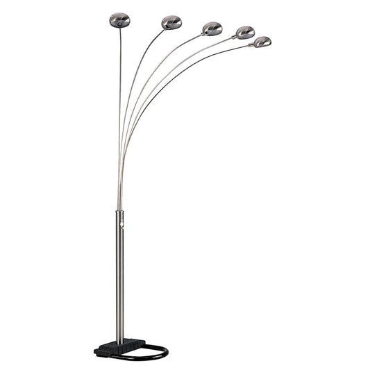 Nickel Five Lights Arc Floor Lamp With Nickel Dome Shade By Homeroots | Floor Lamps | Modishstore - 1