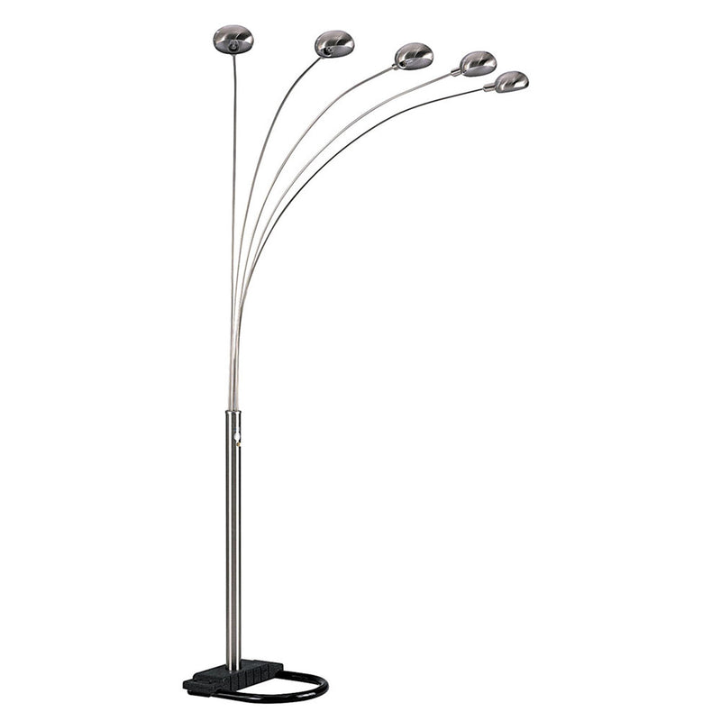 Nickel Five Lights Arc Floor Lamp With Nickel Dome Shade By Homeroots | Floor Lamps | Modishstore - 1