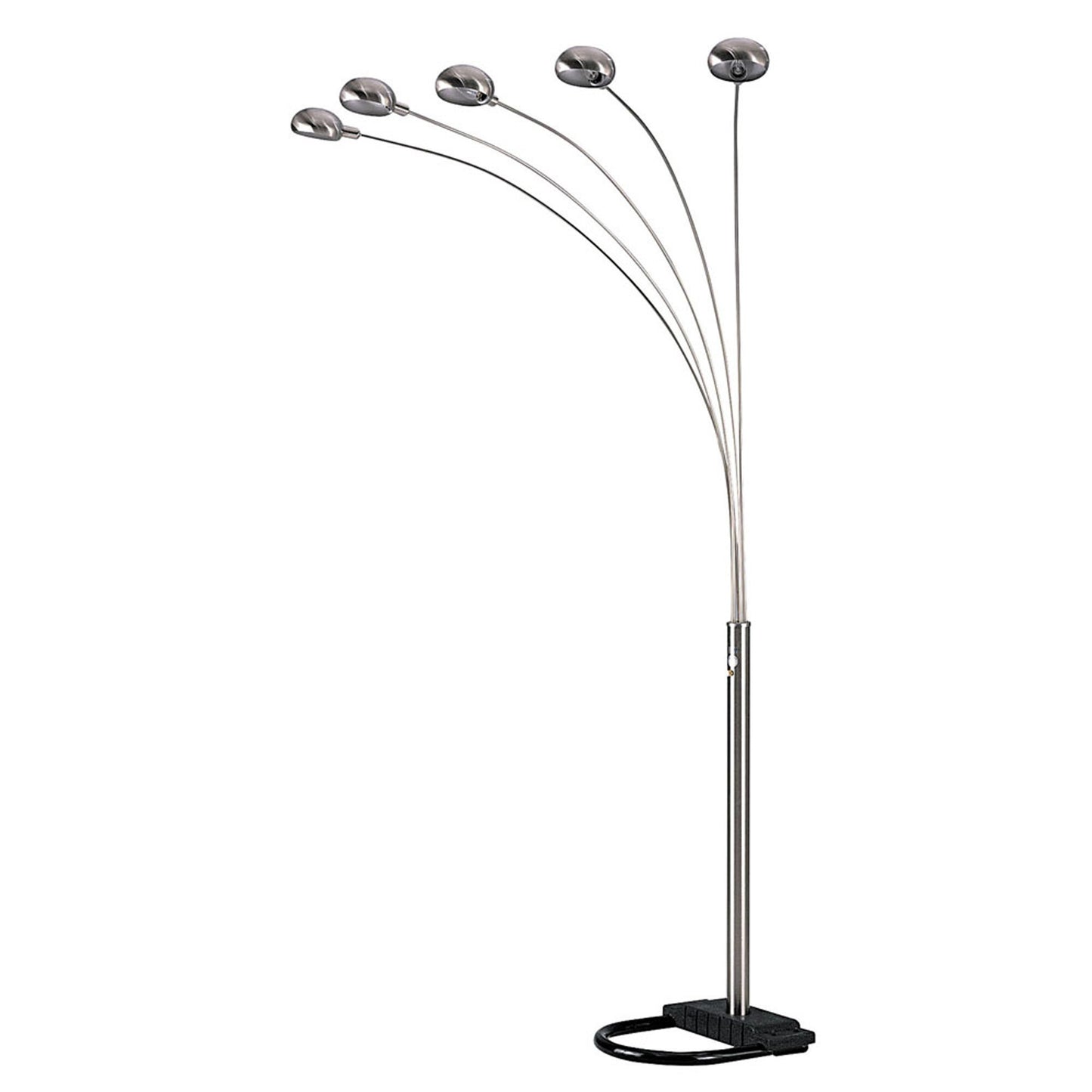Nickel Five Lights Arc Floor Lamp With Nickel Dome Shade By Homeroots | Floor Lamps | Modishstore - 2