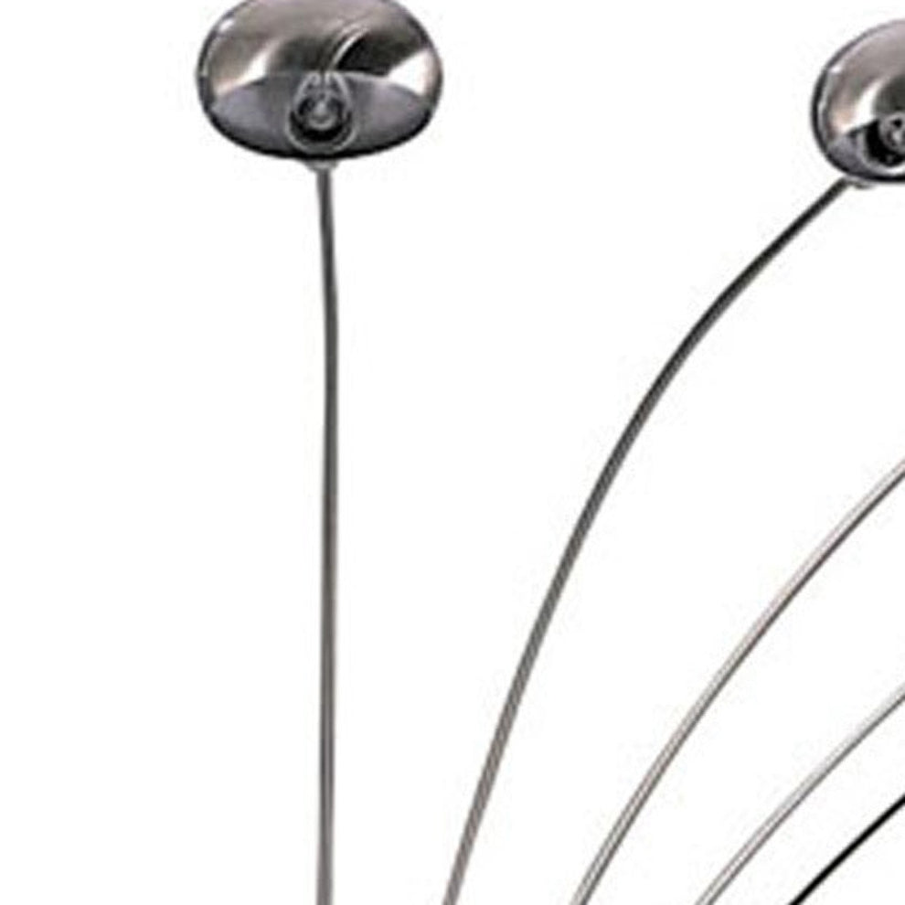 Nickel Five Lights Arc Floor Lamp With Nickel Dome Shade By Homeroots | Floor Lamps | Modishstore - 4