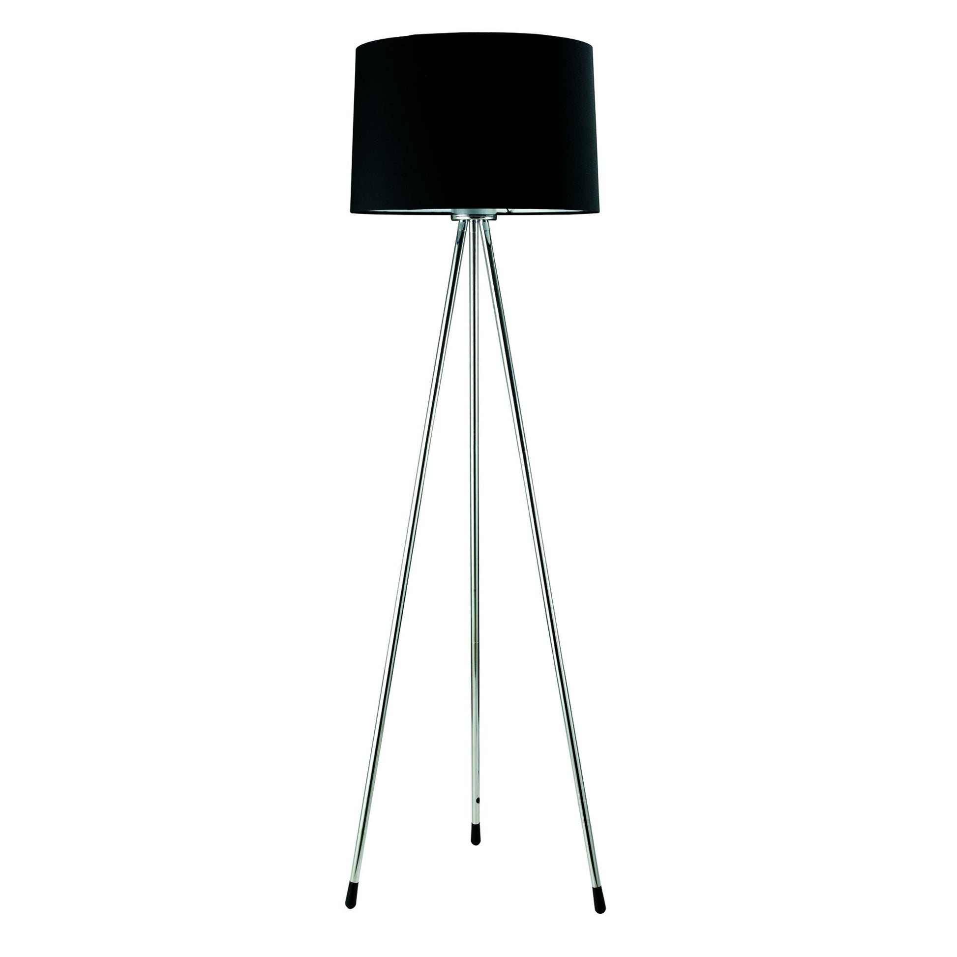 Silver Tripod Floor Lamp With Black Fabric Drum Shade By Homeroots | Floor Lamps | Modishstore - 2