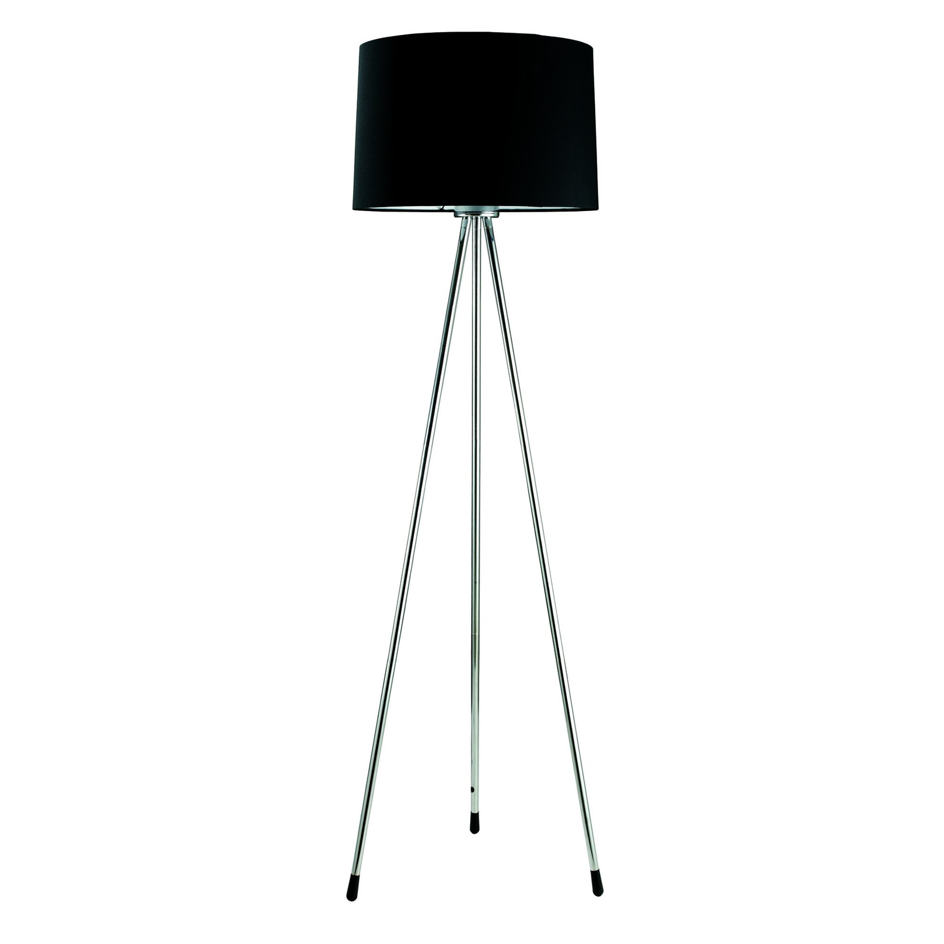 Silver Tripod Floor Lamp With Black Fabric Drum Shade By Homeroots | Floor Lamps | Modishstore - 3