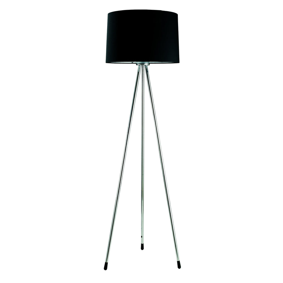 Silver Tripod Floor Lamp With Black Fabric Drum Shade By Homeroots | Floor Lamps | Modishstore - 3