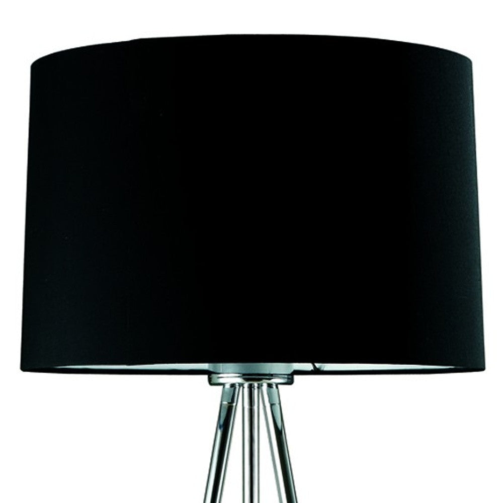 Silver Tripod Floor Lamp With Black Fabric Drum Shade By Homeroots | Floor Lamps | Modishstore - 4