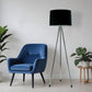 Silver Tripod Floor Lamp With Black Fabric Drum Shade By Homeroots | Floor Lamps | Modishstore - 1