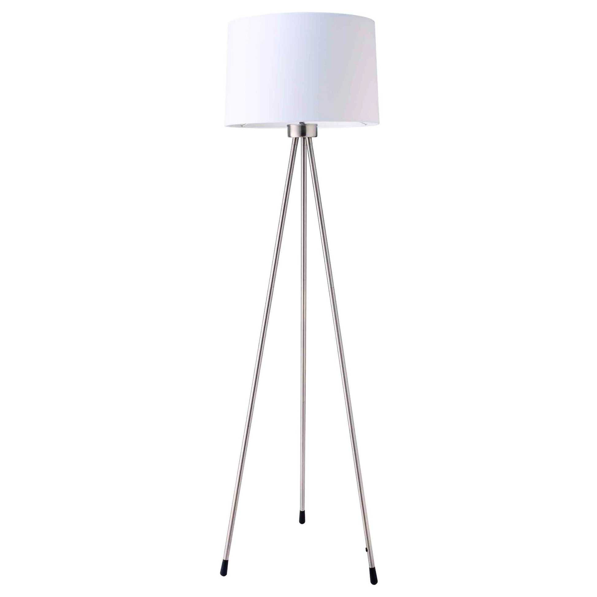 White Tripod Floor Lamp With White Drum Shade By Homeroots | Floor Lamps | Modishstore - 2