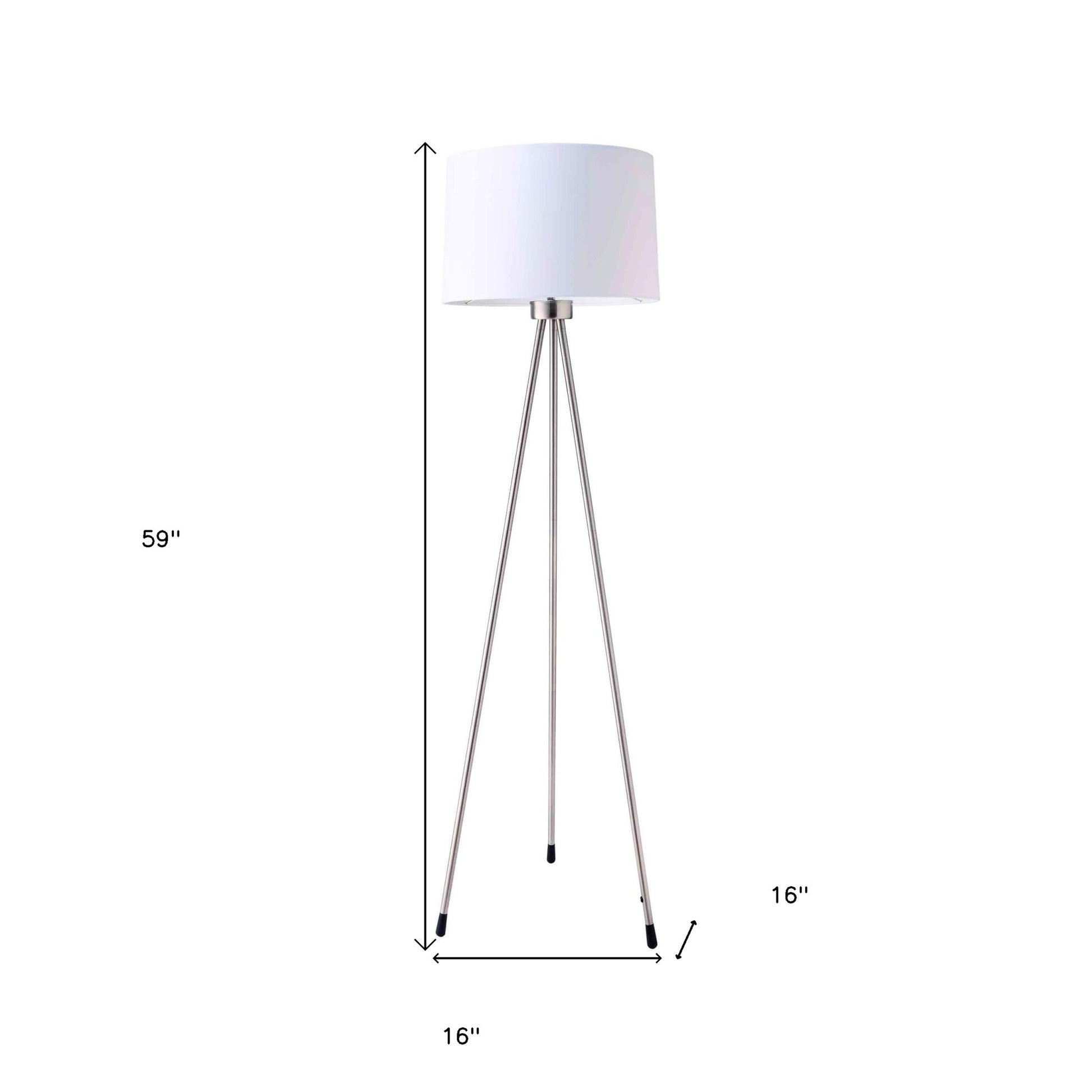White Tripod Floor Lamp With White Drum Shade By Homeroots | Floor Lamps | Modishstore - 6