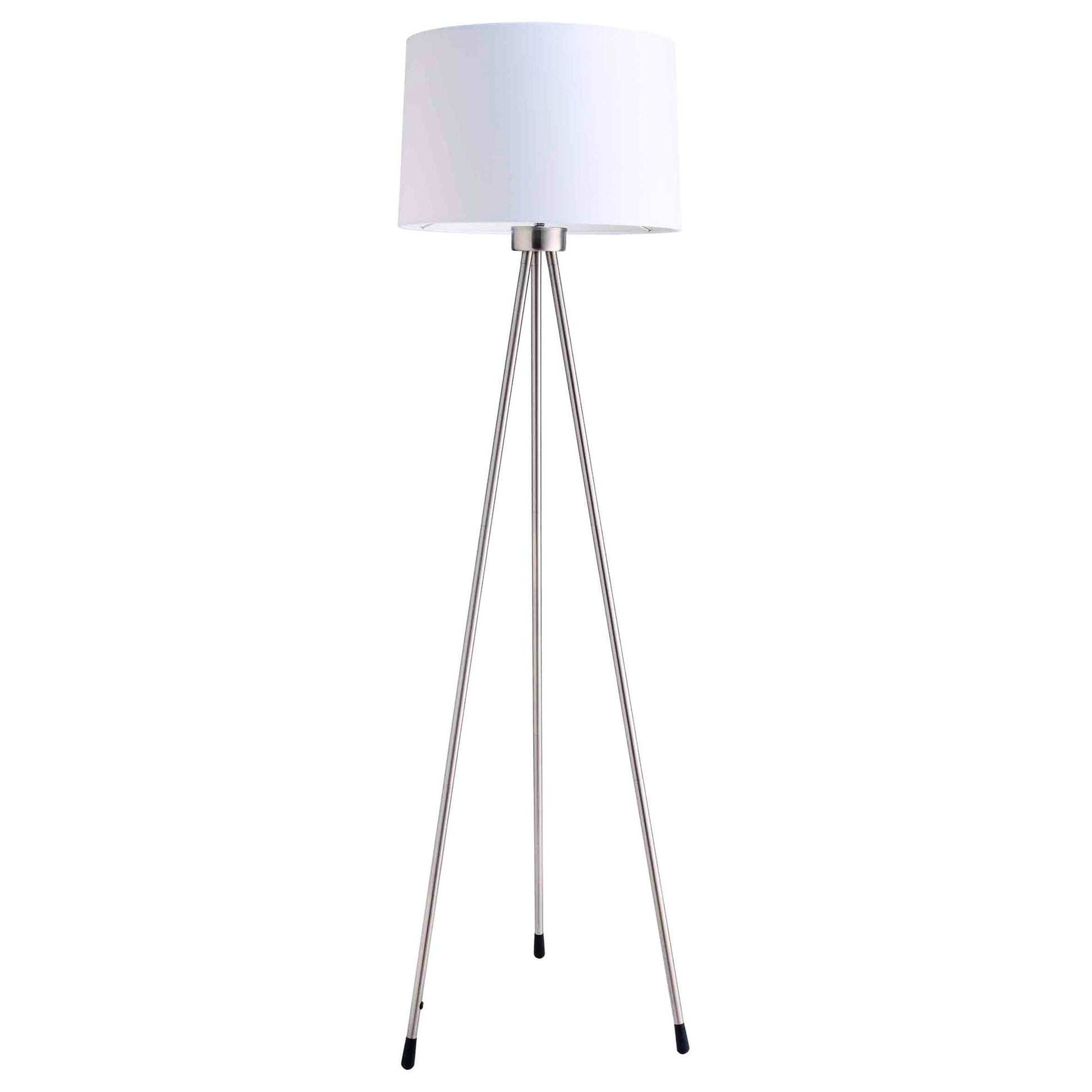 White Tripod Floor Lamp With White Drum Shade By Homeroots | Floor Lamps | Modishstore - 3